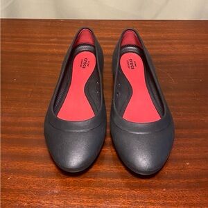 Crocs Lina Women’s Flats Black Comfort Slip-On Iconic Ballet Flats  7 New
